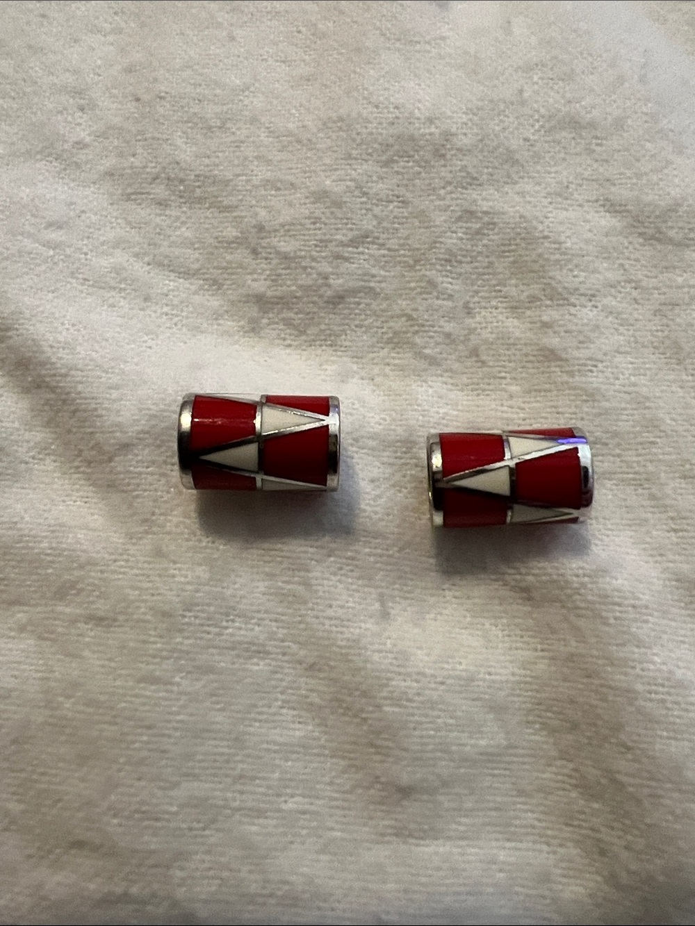 Brighton Red and White Enamel Barrel Beads
